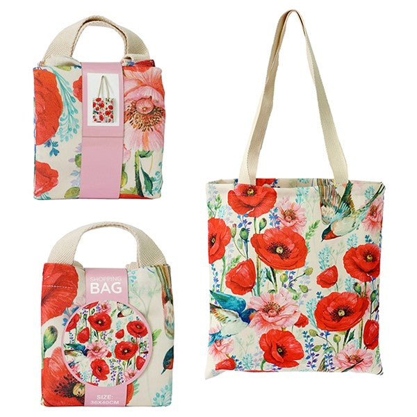Floral Tote Bag: Poppy Fields