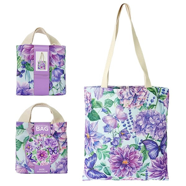 Floral Tote Bag: Purple Dragonfly