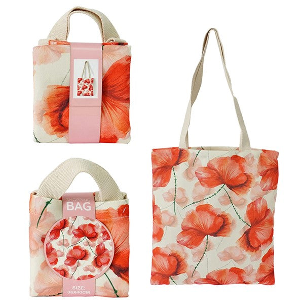 Floral Tote Bag: Red Poppy