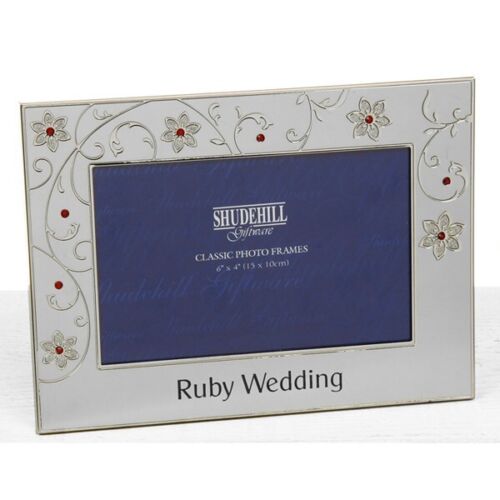 Petal Jewel Silver Frame: Ruby Wedding Anniversary