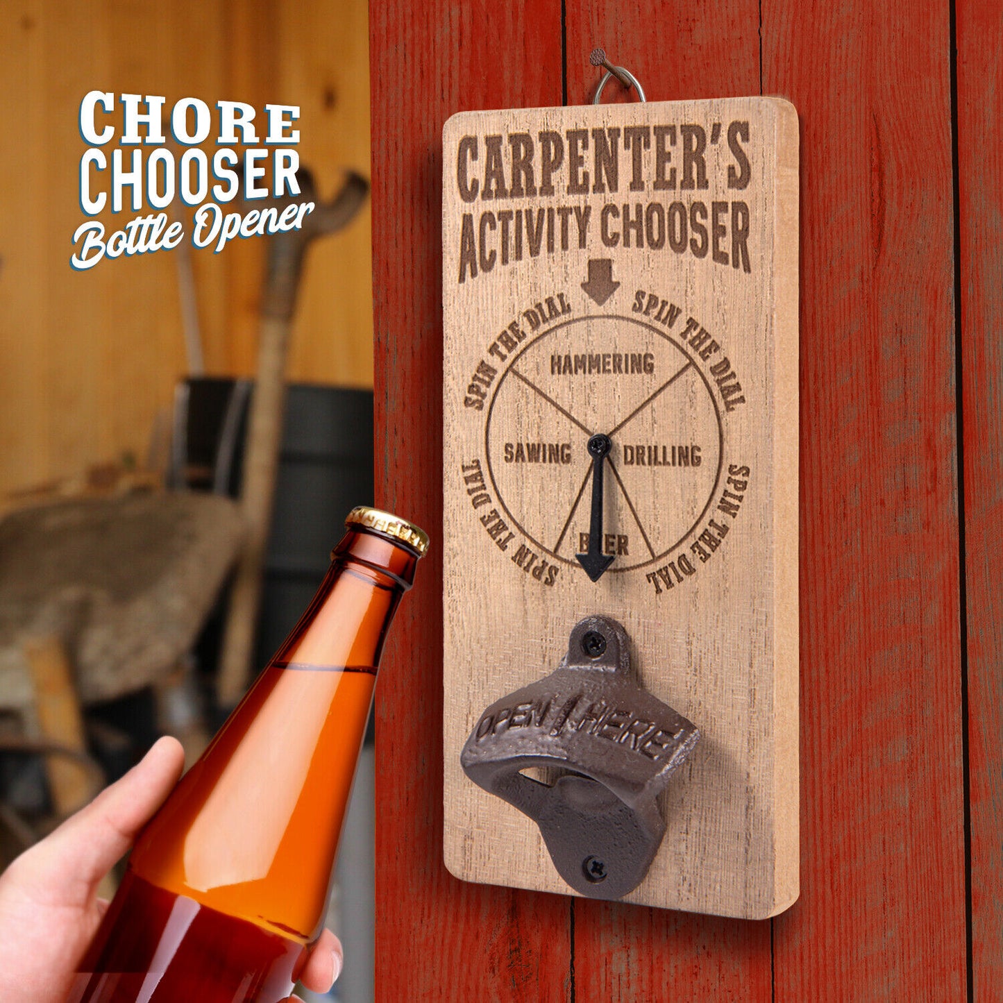 Pre Personalised Chore Chooser Bottle Opener: Carpenter