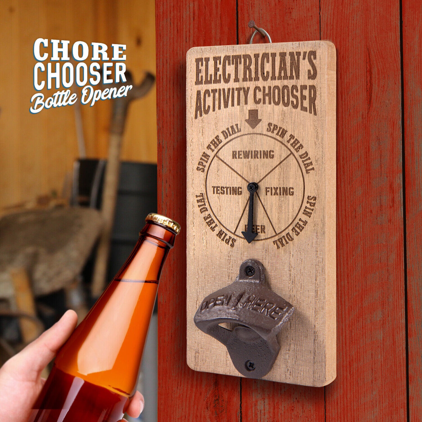 Pre Personalised Chore Chooser Bottle Opener: Electrician