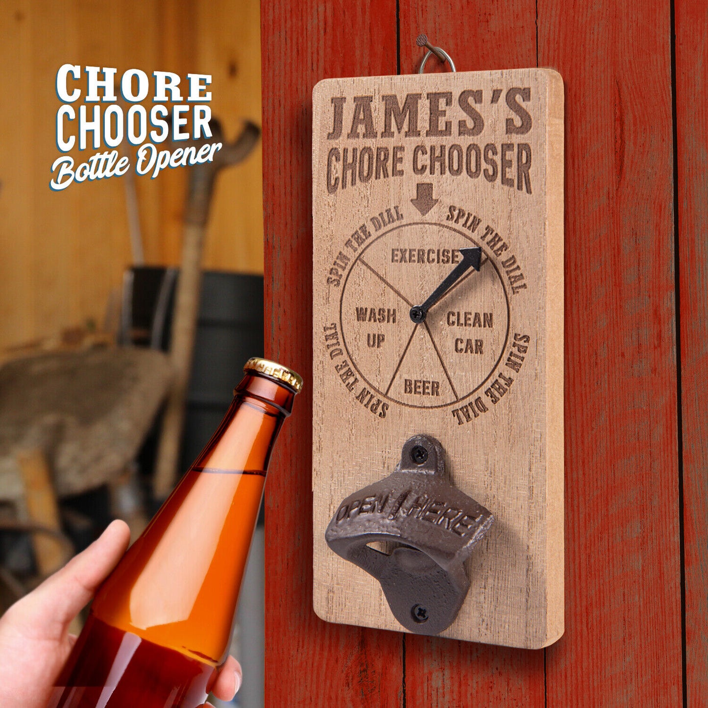 Pre Personalised Chore Chooser Bottle Opener: James