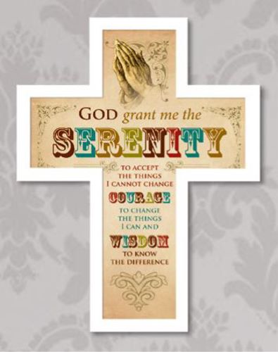 Wood Message Cross: Serenity Prayer