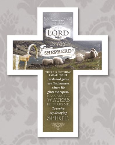 Wood Message Cross: The Lord Is My Shepherd