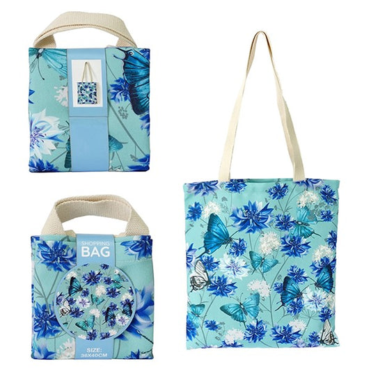 Floral Tote Bag: Blue Dragonfly