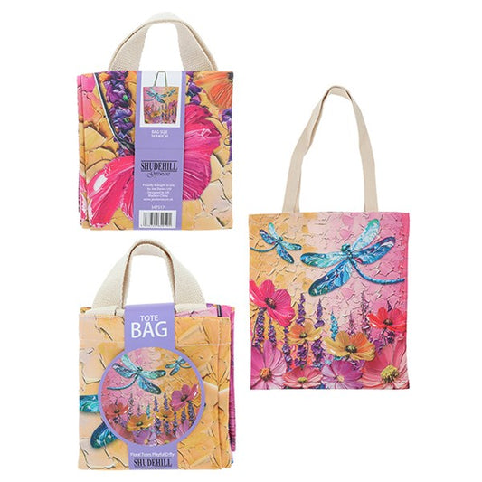 Floral Tote Bag: Playful Dragonfly