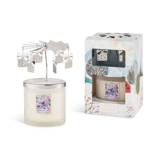 Heart & Home Christmas Twin Wick Candle & Carousel Gift Set