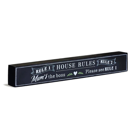 Shelf Sentiment Wooden Block: House Rules