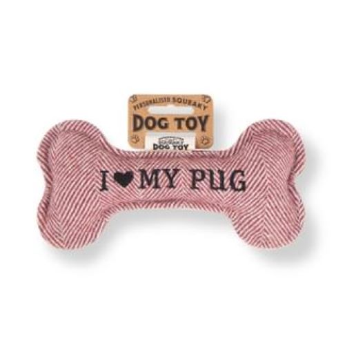 Pre Personalised Squeaky Dog Toy: Pug