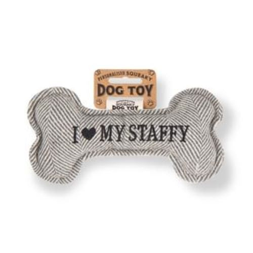 Pre Personalised Squeaky Dog Toy: Staffy