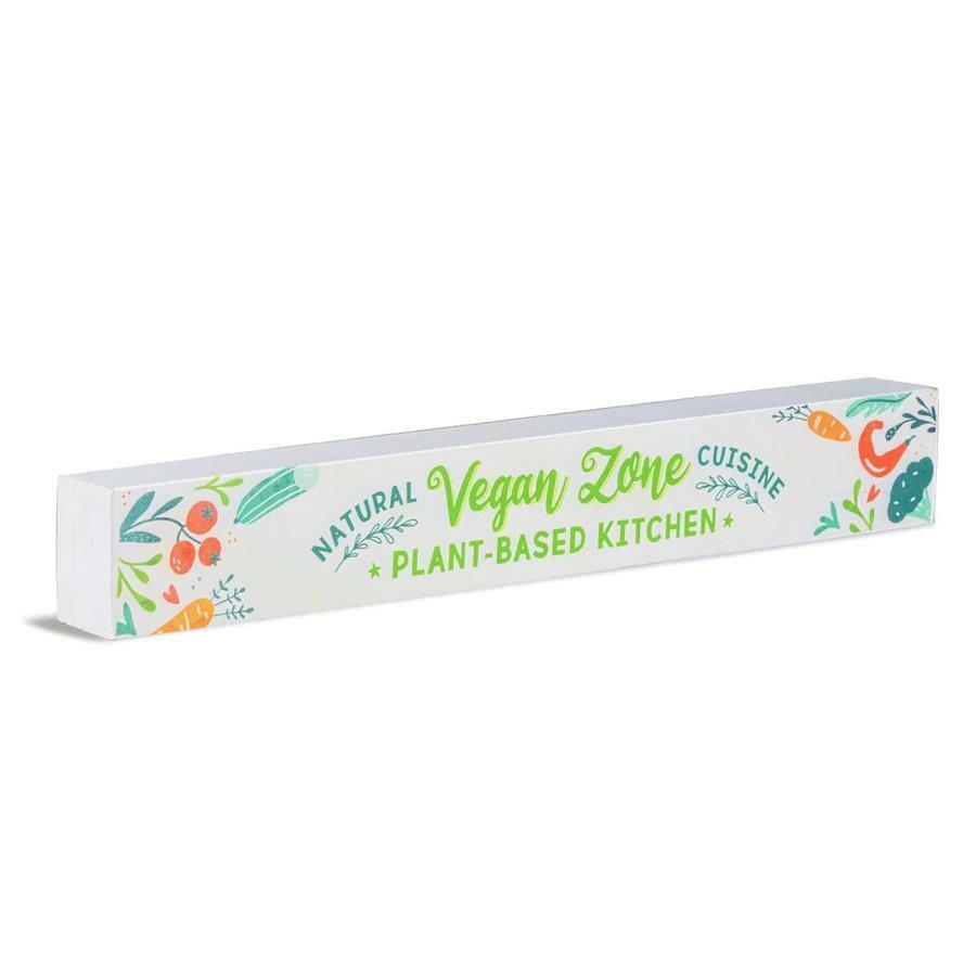 Shelf Sentiment Wooden Block: Vegan Zone